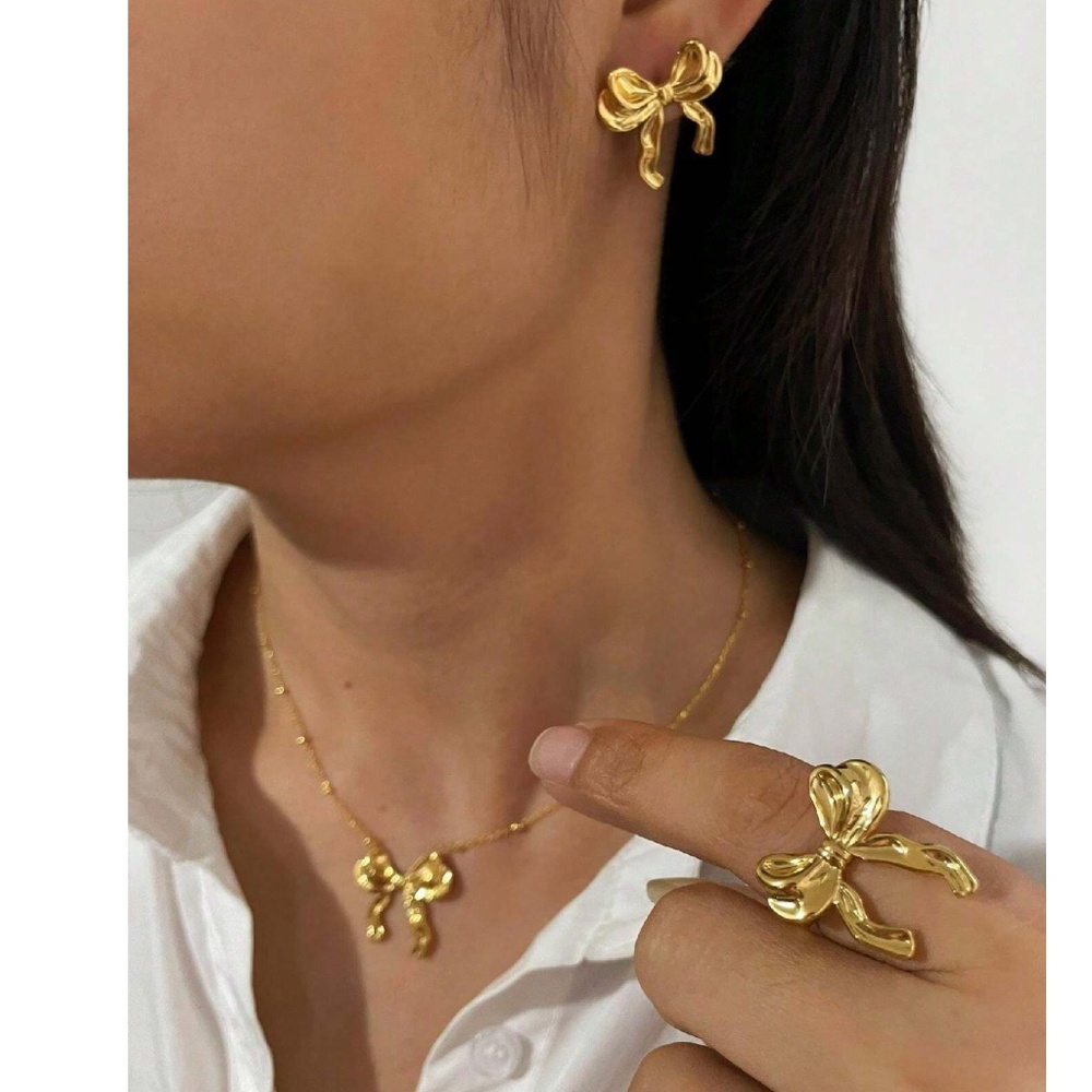 18k Gold Plated Stainless Steel Ribbon Earrings